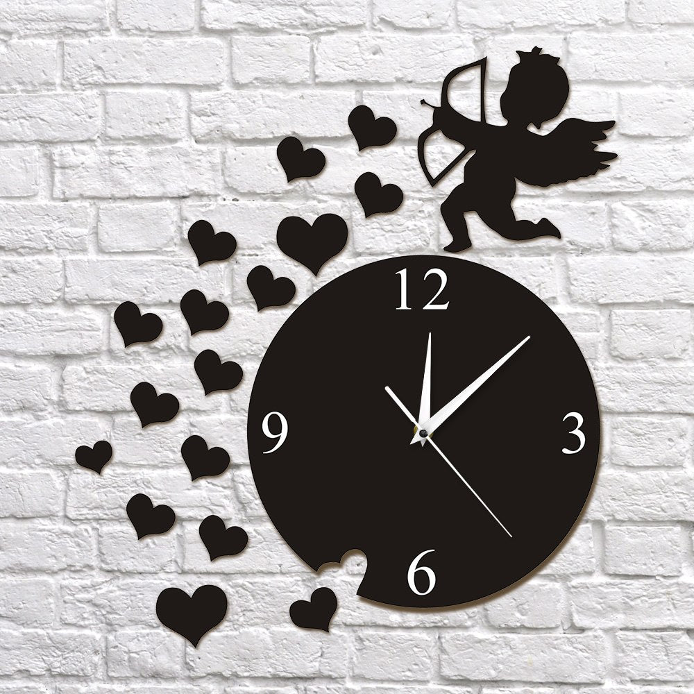 Cupid Arrow Hearts Cherub Angel Wall Art Home Decor Modern Wall Clock Flying Cupid Love Angel Decorative Wall Watch Clock Gift Cupid Arrow Hearts Cherub Angel Wall Art Home Decor Modern Wall Clock Flying Cupid Love Angel Decorative Wall Watch Clock Gift