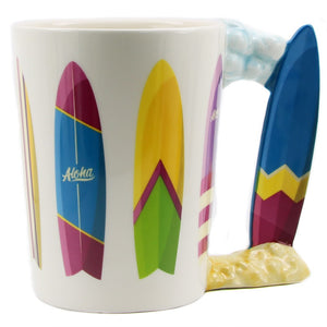 Let's Surf 3D Board Surfboard Handle Mug Surfing Cup Surfboard Theme Personalised Gift Motivational Mug