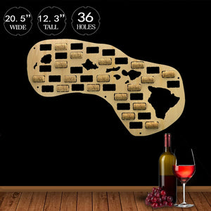 U.S. State of Hawaii Wine Cork Wall Display Map Personalized Hawaii Shaped Home Decor Handcrafted Wooden Hawaii Island Wall Art