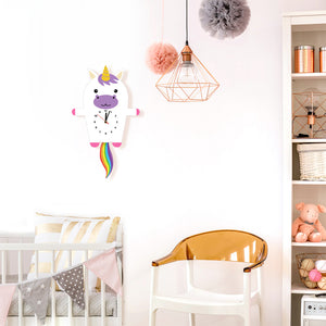 Magical Unicorn Wall Clock With Pendulum Tail Wooden Wall Clock Unicorn Decor Princess Wall Art Nursery Kids Bedroom Wall Clock