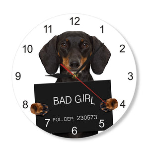 Criminal MugShot Dog Wall Clock Custom Dog Name Jail Prison Puppy Clock Funny Gift Dog Lover Nursery Room Veterinarian Decor