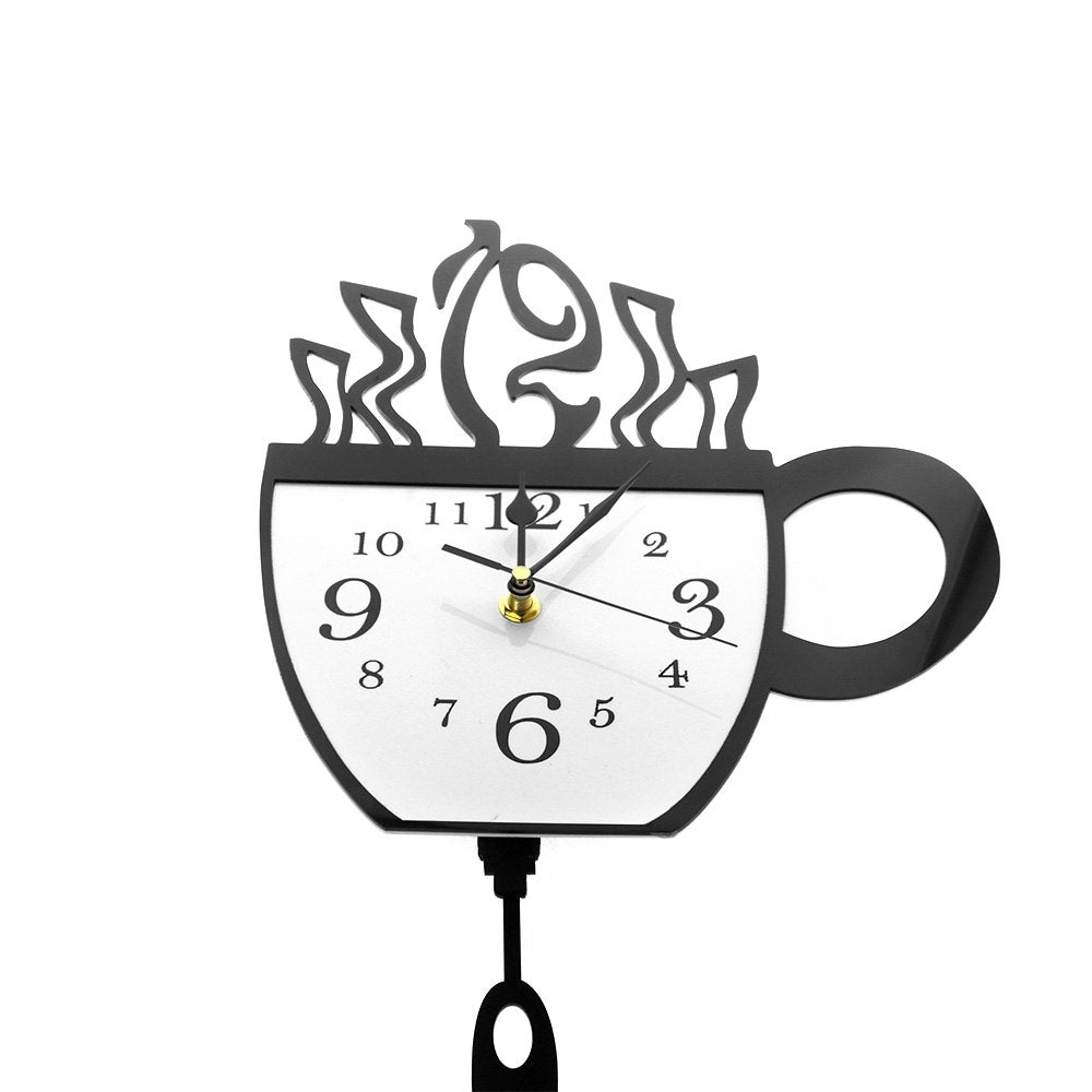 Creative Coffee Cup and Spoon Modern Kitchen Wall Clock With Swinging Spoon Coffee Cup Pendulum Wall Clock Coffee Drinker Gift Creative Coffee Cup and Spoon Modern Kitchen Wall Clock With Swinging Spoon Coffee Cup Pendulum Wall Clock Coffee Drinker Gift