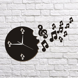 Musical Note Flew From The Clock Flying Music Notes Wall Art Music Studio Room Decorative Modern Wall Clock Rock n Roll Gift