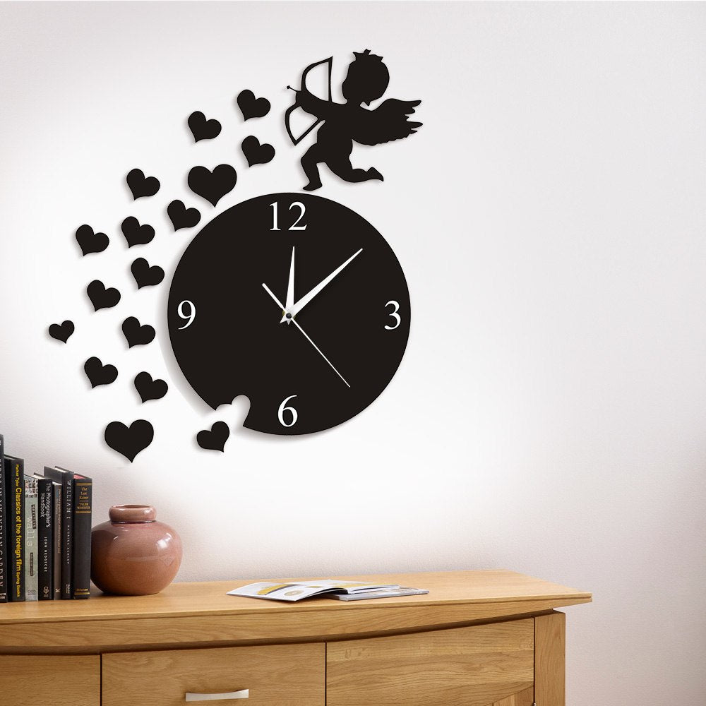 Cupid Arrow Hearts Cherub Angel Wall Art Home Decor Modern Wall Clock Flying Cupid Love Angel Decorative Wall Watch Clock Gift Cupid Arrow Hearts Cherub Angel Wall Art Home Decor Modern Wall Clock Flying Cupid Love Angel Decorative Wall Watch Clock Gift