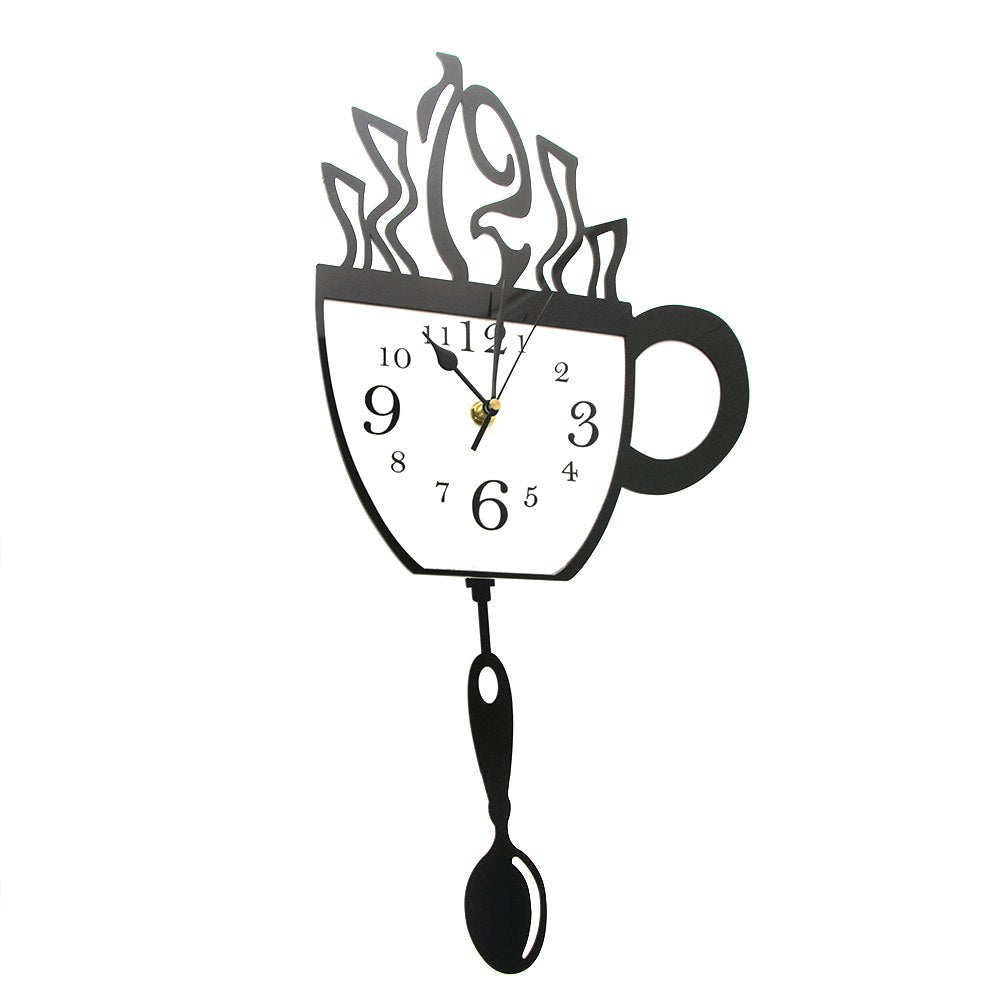 Creative Coffee Cup and Spoon Modern Kitchen Wall Clock With Swinging Spoon Coffee Cup Pendulum Wall Clock Coffee Drinker Gift Creative Coffee Cup and Spoon Modern Kitchen Wall Clock With Swinging Spoon Coffee Cup Pendulum Wall Clock Coffee Drinker Gift