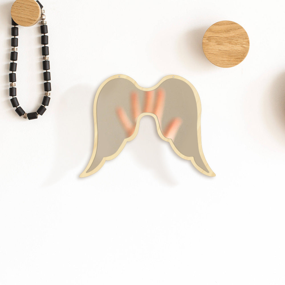 Fantasy Open Angel Wing Wall Mirror Decorative Home Ornament Children Baby Room Nursery Safety Acylic Mirror With Wooden Back Fantasy Open Angel Wing Wall Mirror Decorative Home Ornament Children Baby Room Nursery Safety Acylic Mirror With Wooden Back