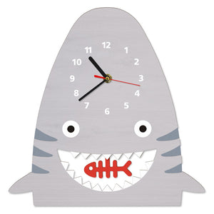 Wood Shark Pendulum Wall Clock Wall Decor for Baby Nursery Kids Bedroom Nautical Nursery Modern Nursery Wooden Clock Shark Gift