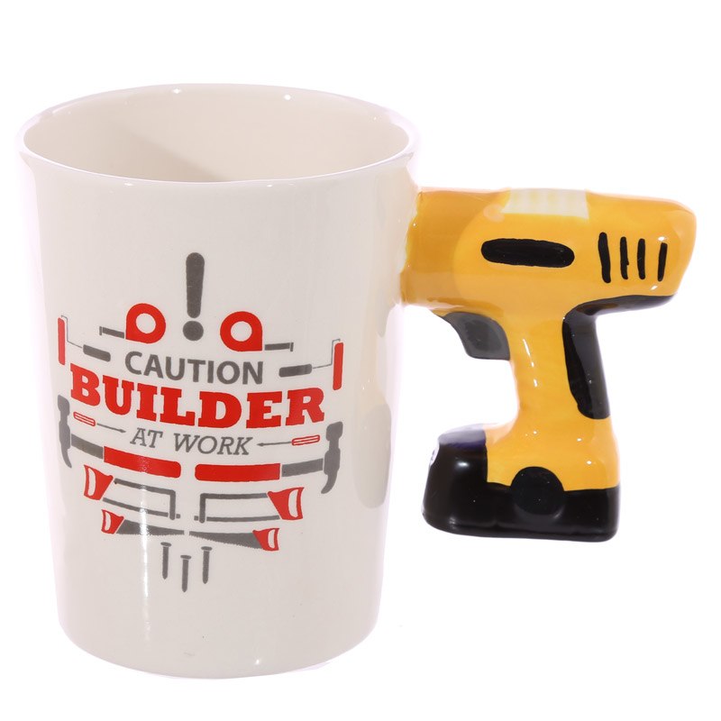 Electric Drill Mug Novelty Shaped Handle Ceramic Tool Mug Gifts for Dad Tool Mug Garage Decor, Woodworking Tools Builders Electric Drill Mug Novelty Shaped Handle Ceramic Tool Mug Gifts for Dad Tool Mug Garage Decor, Woodworking Tools Builders