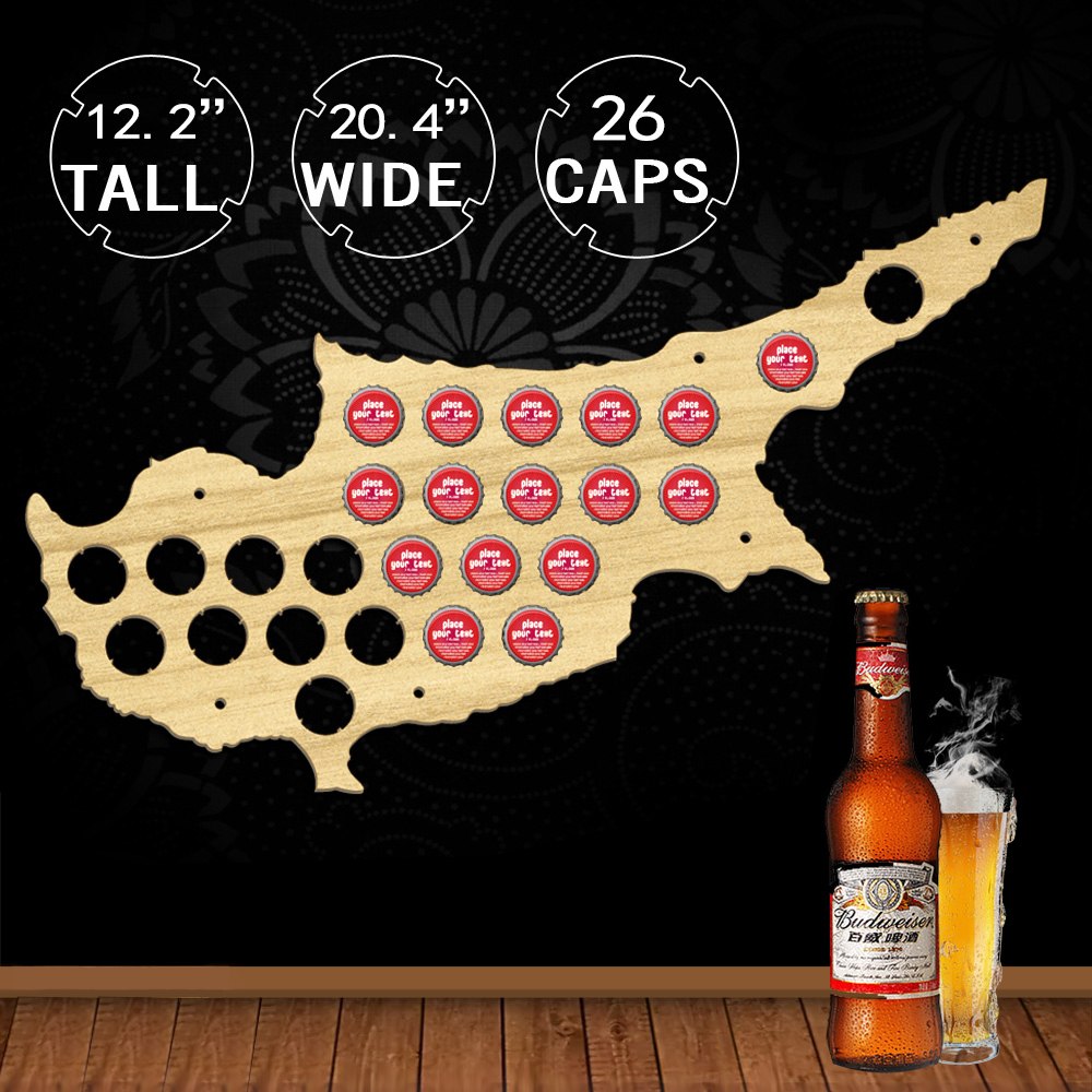 Cyprus Beer Cap Map Wooden Craft Beer Cap Display Wall Art Wood  Beer Lover Cap Collectors Gift Drink Up Beer Cap Trap Hanger Cyprus Beer Cap Map Wooden Craft Beer Cap Display Wall Art Wood  Beer Lover Cap Collectors Gift Drink Up Beer Cap Trap Hanger