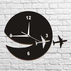My Plane Flew Away Wall Art Home Decor Wall Clock Flying Plane Decorative Wall Clock Abstract Art Espcape DIY Clock Watch