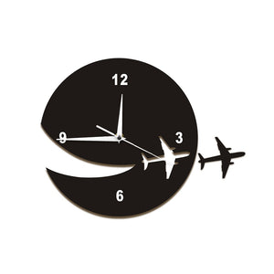 My Plane Flew Away Wall Art Home Decor Wall Clock Flying Plane Decorative Wall Clock Abstract Art Espcape DIY Clock Watch