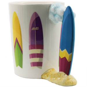 Let's Surf 3D Board Surfboard Handle Mug Surfing Cup Surfboard Theme Personalised Gift Motivational Mug