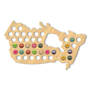 Canada Beer Cap Map Pub Bar Wooden Wall Sign Beer Bottle Cap Display Holder Patriotic Canada Map Man Cave Beer Lovers Gift