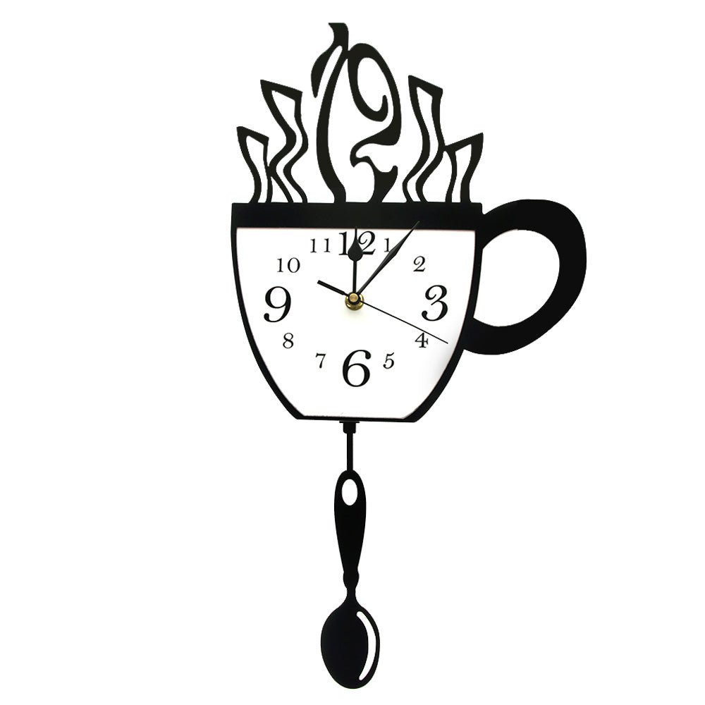 Creative Coffee Cup and Spoon Modern Kitchen Wall Clock With Swinging Spoon Coffee Cup Pendulum Wall Clock Coffee Drinker Gift Creative Coffee Cup and Spoon Modern Kitchen Wall Clock With Swinging Spoon Coffee Cup Pendulum Wall Clock Coffee Drinker Gift