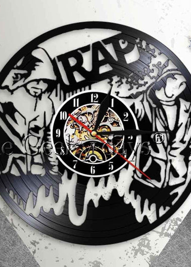 90s Rap Wall Art Wall Clock Hip Hop Vintage Vinyl Record Wall Clock Music Studio Room Decor Musical Live Show Rappers Gift
