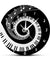 Elegant Piano Keys Black and White Modern Wall Clock Music Notes Wave Round Music Keyboard Wall Clock Music Lover Pianist Gift