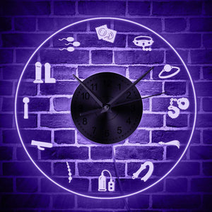 Luminous Sex Shop Wall Clock Erotic Shop Led Lighting Adult Naughty Acrylic Clock Intriguing Accessory Decorative Wall Watch