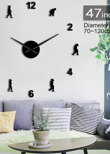 Theory of Human Evolution DIY Wall Art Giant Wall Clock Men Evolution Home Decor Frameless Giant Needle Wall Clock Science Gift