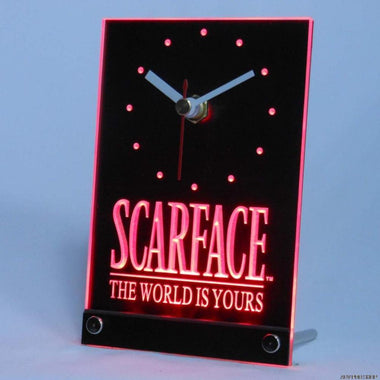 tnc0153 Scarface The World is Yours Bar Beer Table Desk 3D LED Clock