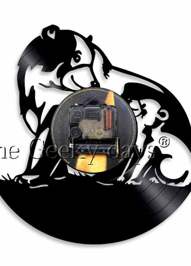 The Bear Family Wall Art Home Decor Wall Clock Mama Bear And Little Bear Wildlife Vinyl Record Wall Clock Animals Gift For Kids