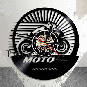 Vintage Motorcycle Speed Racer Wall Clock Motobiker Motocross Vinyl Record Wall Clock Motorcyclist Gifts Decorative Wall Watch
