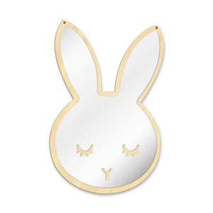 Bunny Sleepy Eyes Makeup Mirror Baby Kids Room Nursery Wall Decor Cute Animal Sleeping Rabbit Wood & Acrylic Safety Wall Mirror