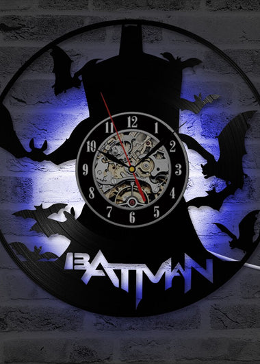 Batman Bad Blood Vinyl Record Clock Creative Wall Art Home Decor Antique Style Interior Design Hanging LED Light Wall Clock