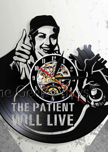 The Patient Will Live Hospital Quote Medical Wall Art Clinic Offic Wall Decor Doctor Wall Clock Vintage Nurse Vinyl Record Clock