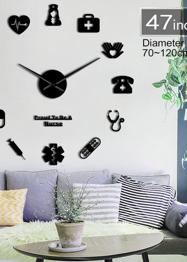Proud To Be A Nurse Doctor & Nurse Kit DIY Large Wall Clock Medical Office Hospital Wall Art Decor Long Hands Clock Wall Watch