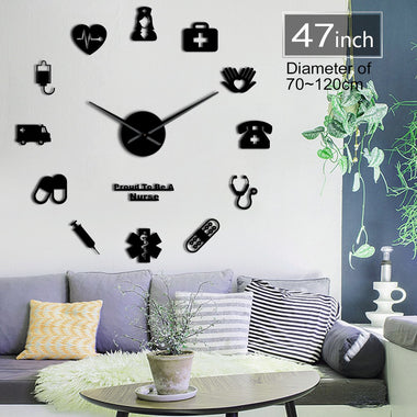 Proud To Be A Nurse Doctor & Nurse Kit DIY Large Wall Clock Medical Office Hospital Wall Art Decor Long Hands Clock Wall Watch