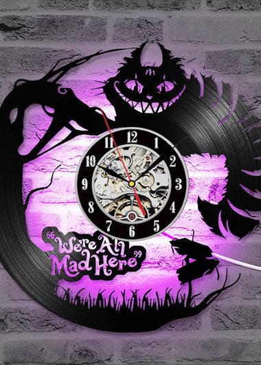 3D Cartoon Alice in Wonderland Vinyl Record LED Clock Creative CD Record Clock Antique New Design Hanging Clock Home Decor
