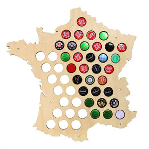 Bottle Beer Caps Map of France Laser Engraved Wood Map Wall Art For Caps Collector Home Decorative Beer Cap Display Board