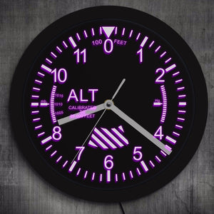Altimeter Neon Sign LED Wall Clock Altitude Meter Tracking Pilot Air Plane Altitude Measurement Modern Wall Clock Watch Gag Gift
