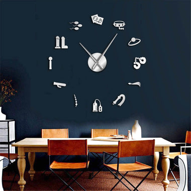 Sex Shop Vector DIY Giant Wall Clock Erotic Intimate Wall Art Role Games Artwork Modern Clock Wall Watch Home Living Room Decor