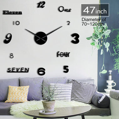 DIY Giant Clock Watch Wall Clocks Horloge 3d Diy Acrylic Mirror Stickers Home Decoration Living Room Quartz Big Needle Hands