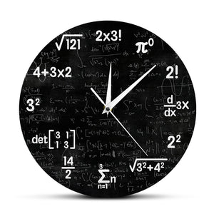 Math Equations and Notations Mathematics Chalkboard Geek Wall Clock Educational Gifts For Kids Teachers School Classroom Decor