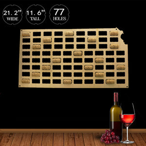 U.S. state of Kansas Wine Cork Map Kansas City Home Deco Art Map Display Kansas City Skyline Custom Wood Craft Wine Cork Map