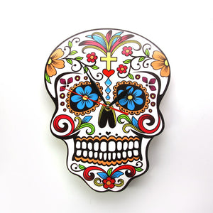 Mexican Dia De Los Muertos Day of the Dead Wall Clock Floral Skull Modern Wall Clock Candy Sugar Skull Halloween Wall Decor