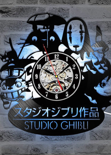 Totoro CD Vinyl Record Wall Clock Modern Cartoon Decorative LED Wall Clocks for Living Room Silent Hanging Watch Home Decor