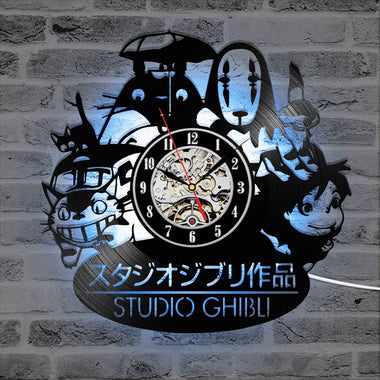 Totoro CD Vinyl Record Wall Clock Modern Cartoon Decorative LED Wall Clocks for Living Room Silent Hanging Watch Home Decor