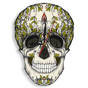Day of the Dead Sugar Skull Wall Clock Dia de los muertos Skeleton Flowers Non Ticking Clock Halloween Mexican Tradition Artwork