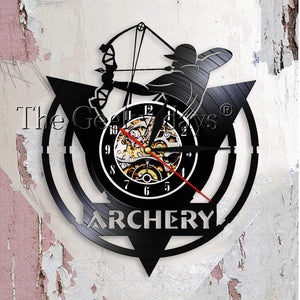 Arrows In The Hands Of Warriors Archery Bow Archery Wall Clock Archery Logo Shoot Bow Target Vinyl Record Wall Clock Archer Gift