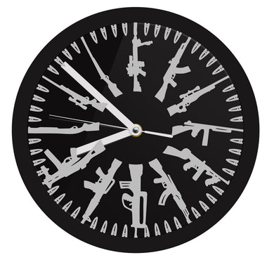 Gun and Bullets LED Neon Sign Wall Clock Vintage Different Guns Design Illuminated Wall Clock Color Change With Remote Control