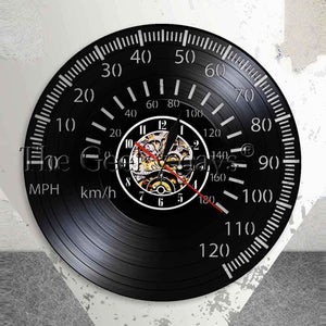 Vintage Cafe Racer Tachometer Wall Art Speedometer Wall Clock Motorcycle Racing Bike Speedo Tachometer Vinyl Record Wall Clock
