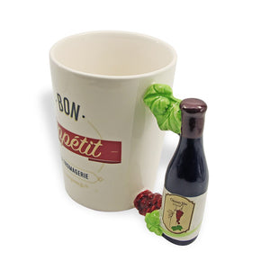 Wine Bottle Shaped Handle Ceramic Coffee Cup Party Beverage Beer Cup Bon Appetite Office Home Drinking Cup