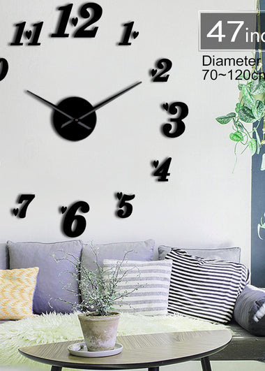 DIY Big Wall Clock Acrylic Mirror Effect Arabia Numbers With Heart Stickers Cool Wall Art Clock Watch Living Room Wall Decor