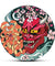 Gothic Red Oni Demon Mask Wall Clock Japanese Sakura Peony Flower Wall Art Japan Sherpa Evil Red Death Home Decor Clock Watch