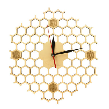 Honeycomb Inspired Wooden Wall Clock With Non Ticking Silent Sweep Minimalist Clock Hexagonal Kitchen Wall Decor Bee Lovers Gift