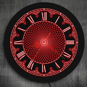 Retro Roman Numerals Wall Clock Mandala LED Lighting Home Decor Geometric Wall Art 3D Wall Clock With LED Backlight Yoga Gifts