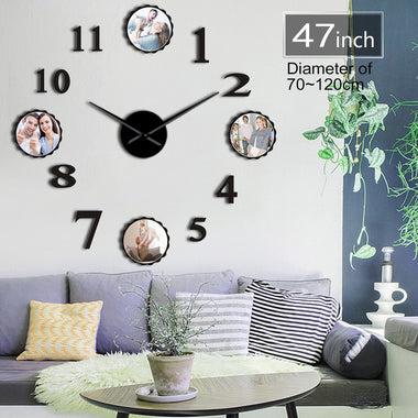 Photo Picture Frame DIY Large Wall Clock Custom Photo Decorative Living Room Family Clock Personalized Images Frame Big Clock